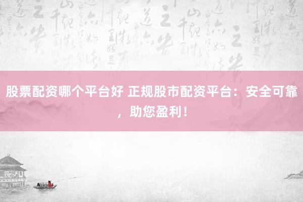 股票配资哪个平台好 正规股市配资平台：安全可靠，助您盈利！