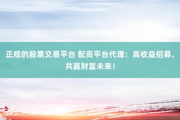 正规的股票交易平台 配资平台代理：高收益招募，共赢财富未来！