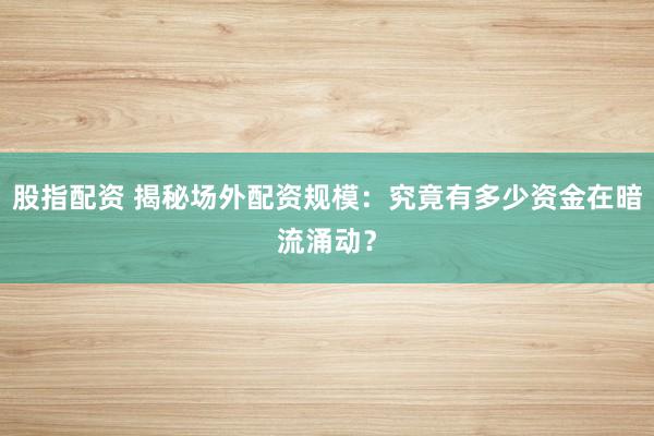 股指配资 揭秘场外配资规模：究竟有多少资金在暗流涌动？