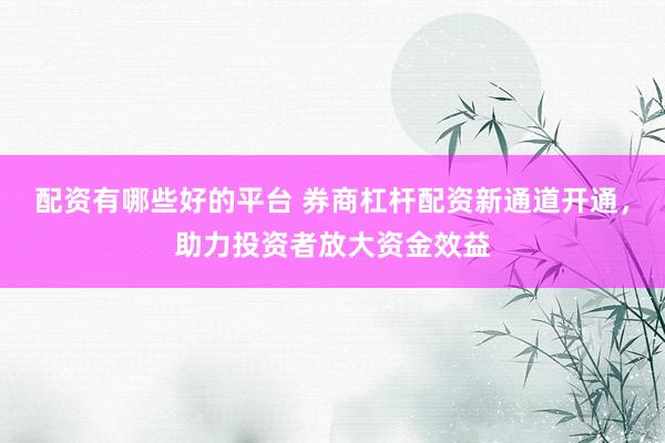 配资有哪些好的平台 券商杠杆配资新通道开通，助力投资者放大资金效益