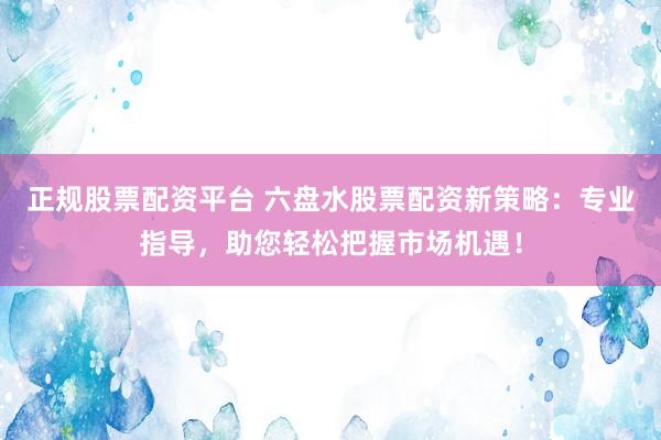 正规股票配资平台 六盘水股票配资新策略：专业指导，助您轻松把握市场机遇！