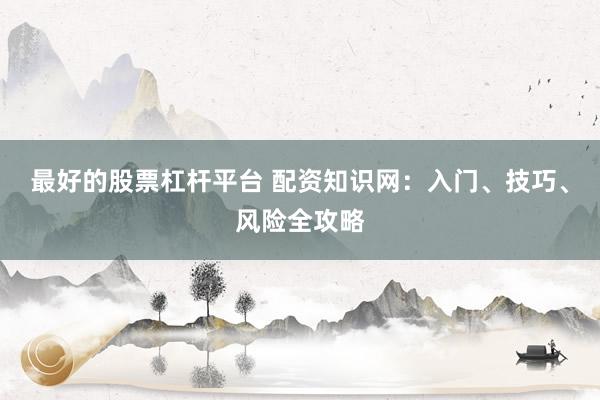 最好的股票杠杆平台 配资知识网：入门、技巧、风险全攻略