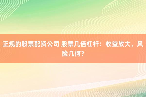 正规的股票配资公司 股票几倍杠杆:收益放大,风险几何?