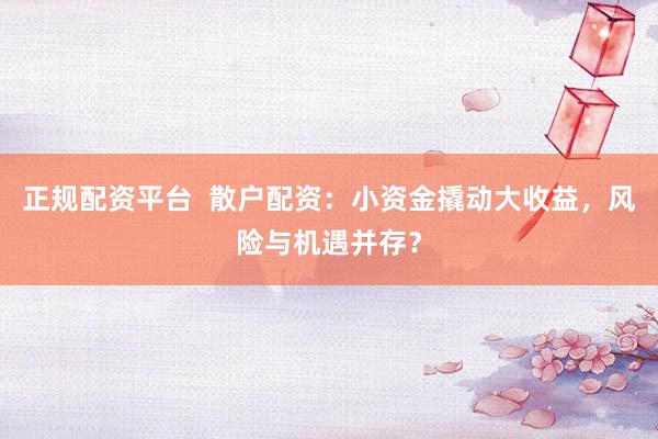 正规配资平台 散户配资:小资金撬动大收益,风险与机遇并存?