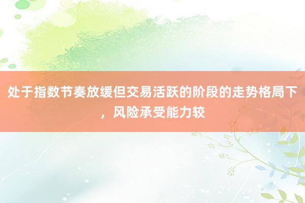 处于指数节奏放缓但交易活跃的阶段的走势格局下，风险承受能力较