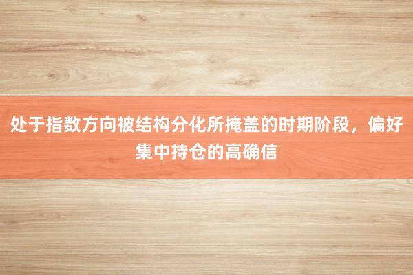 处于指数方向被结构分化所掩盖的时期阶段，偏好集中持仓的高确信