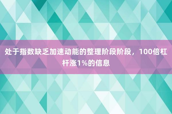 处于指数缺乏加速动能的整理阶段阶段，100倍杠杆涨1%的信息