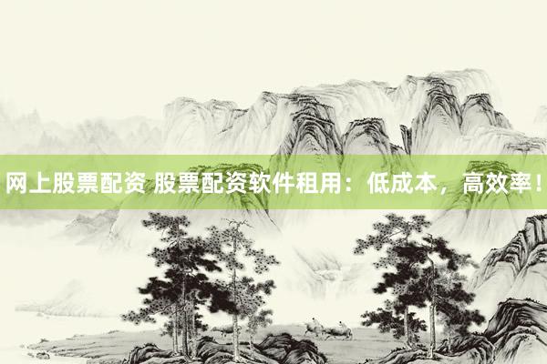 网上股票配资 股票配资软件租用：低成本，高效率！