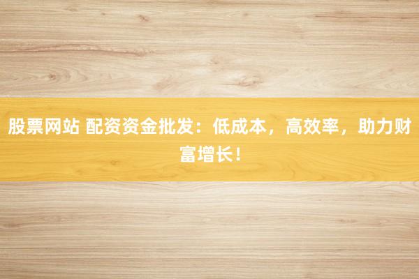 股票网站 配资资金批发:低成本,高效率,助力财富增长!